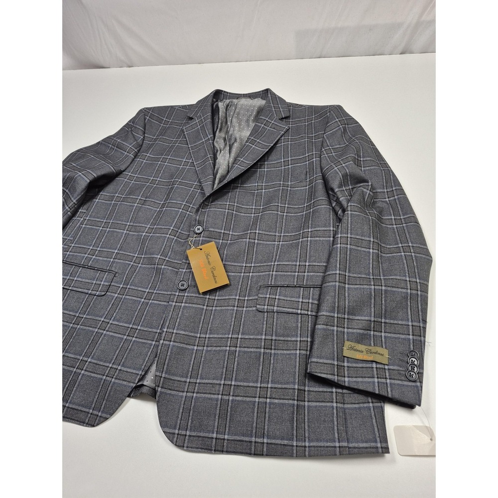 Antonio Cardinni Blazer Mens 52R Gray Wool Silk Plaid Super 150s Sport Coat NWT
